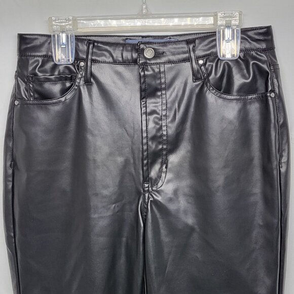 Womens Faux Leather Pants Indigo Rising 13/31 ( 31 X 27) High Rise Pockets Black - Picture 2 of 16